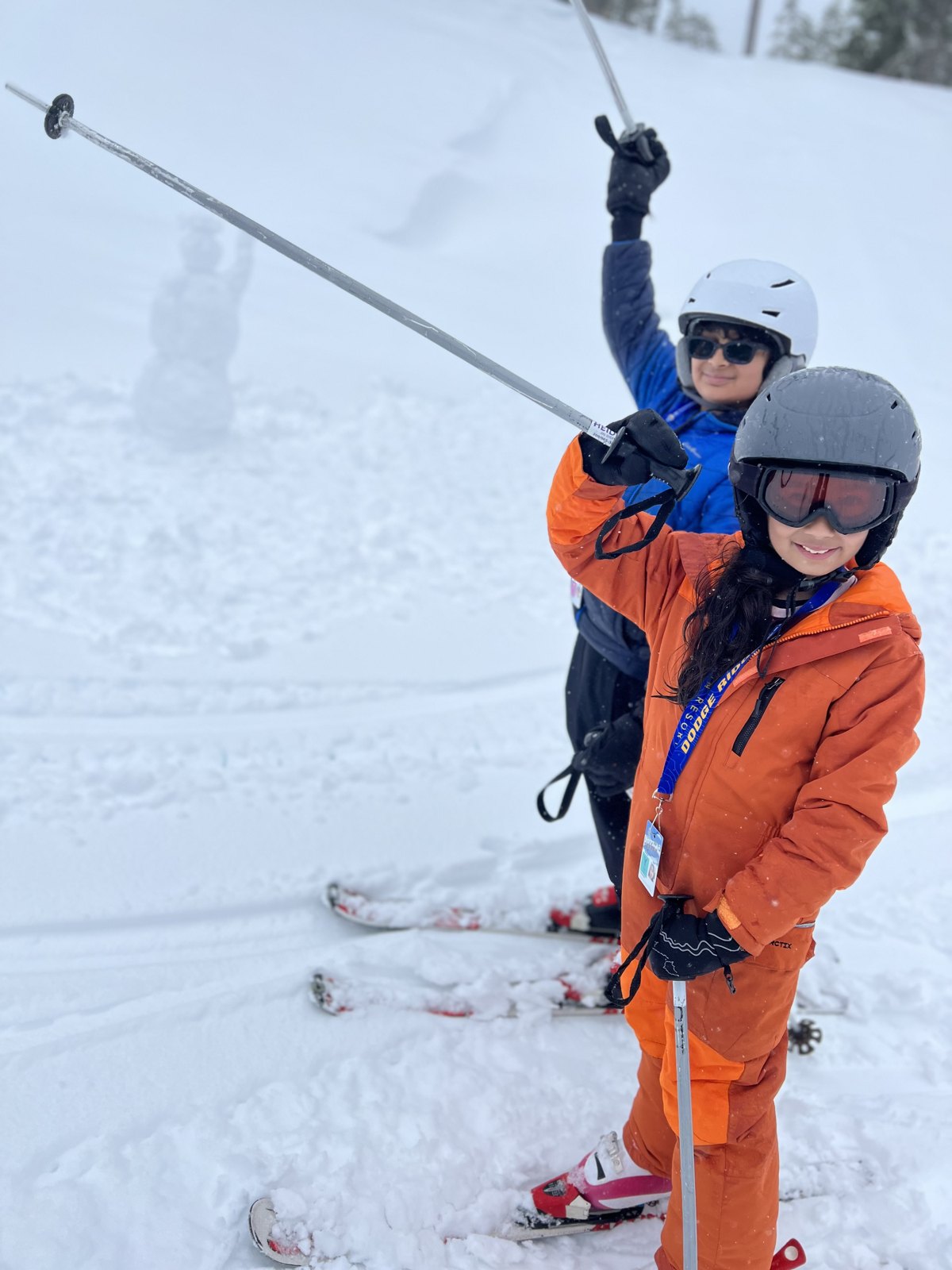 On the snow.